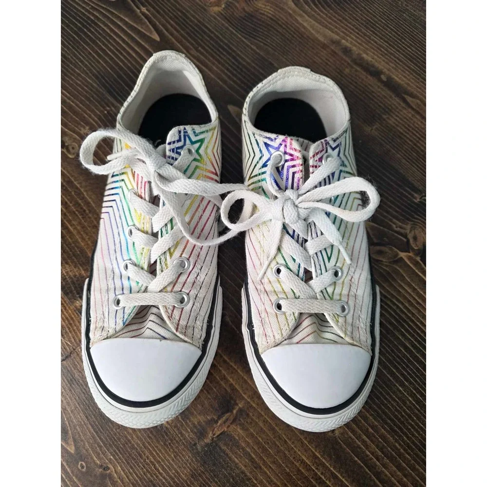 Converse All Star Youth Sneakers Size 3 EU‎ 35 White Canvas Casual Kids Shoes
